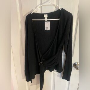 H&M Textured Black Dressy Top